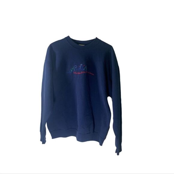 Hanes Large Navy Embroidered‎ Sweatshirt - Picture 1 of 4